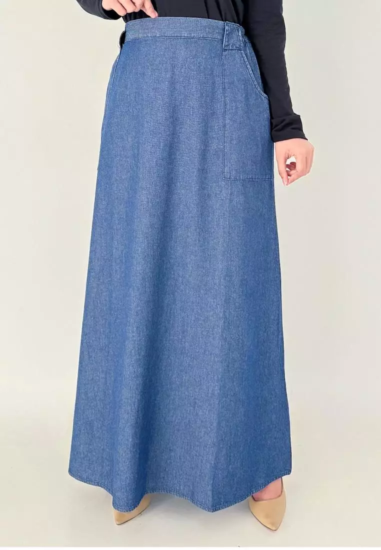 Amy Denim Skirt (Rok Denim Panjang A-Line) Panjang 103 cm