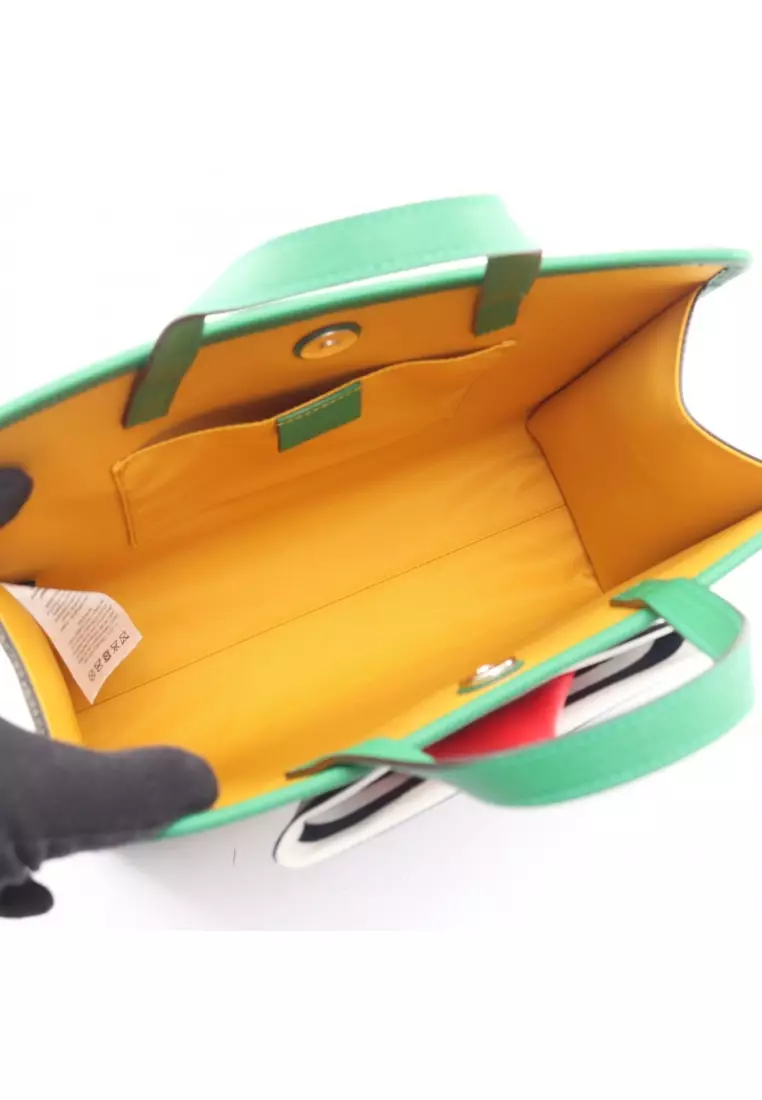 Pre-Loved Gucci CHILDRENS Children's GG Supreme Handbag PVC leather Gray beige green multicolor kids