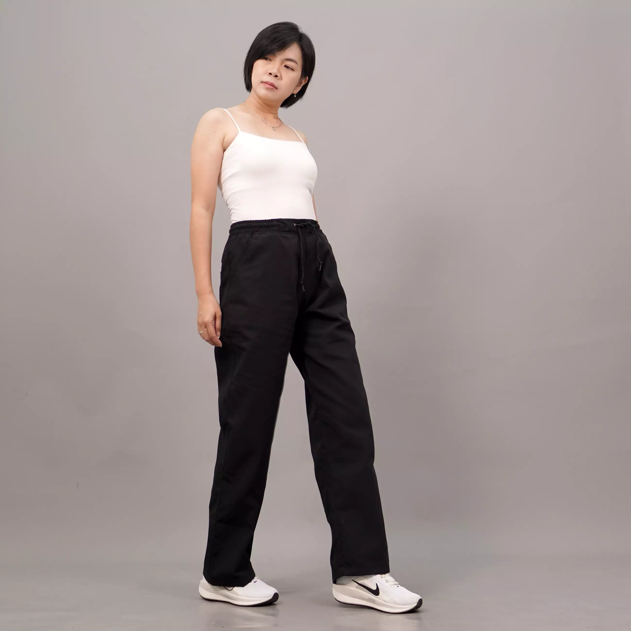 SAMY Celana Baggy Pants Wanita Celana Loose Pants Wanita - HITAM