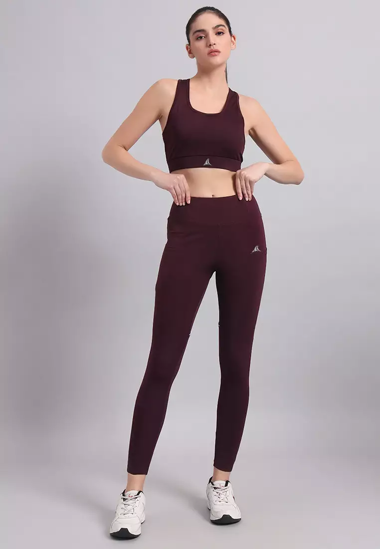 Wine Basic Essential Coord Workout/Running Legging