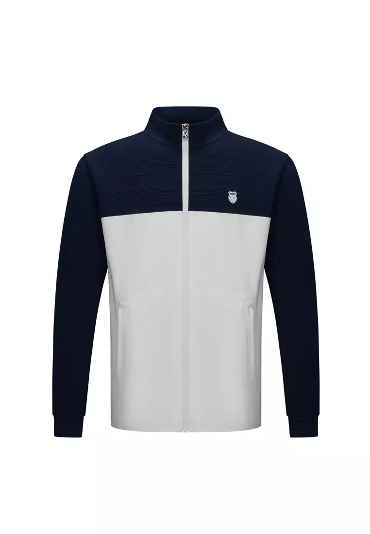 MEN'S LOGO COLOR BLOCK KNIT PATCHWORK JACKET