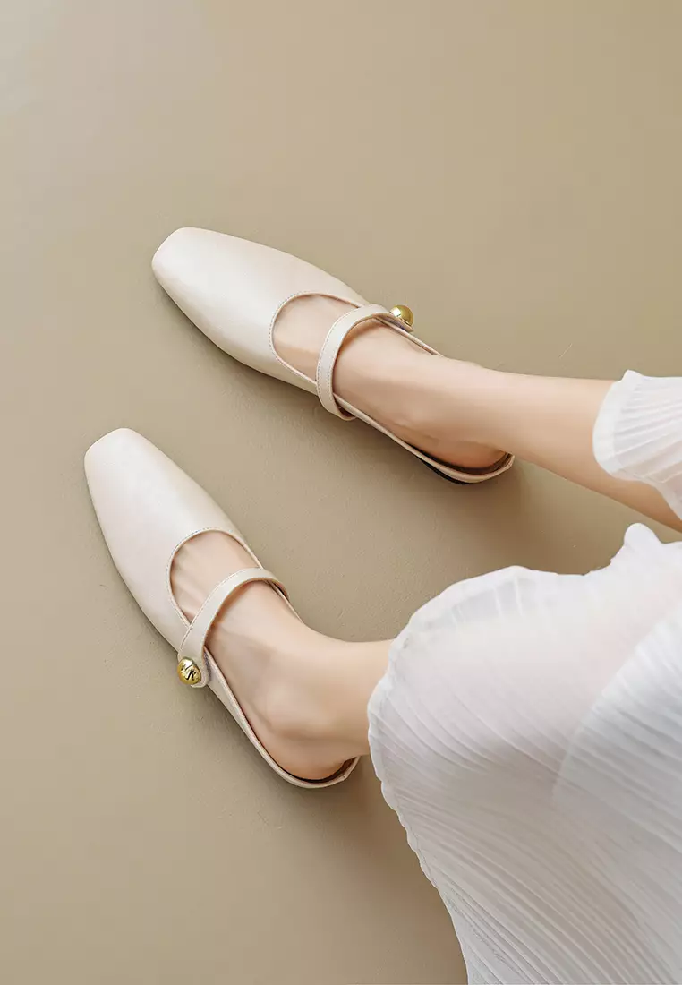 Buckle Strap Flat Mules WW289-1