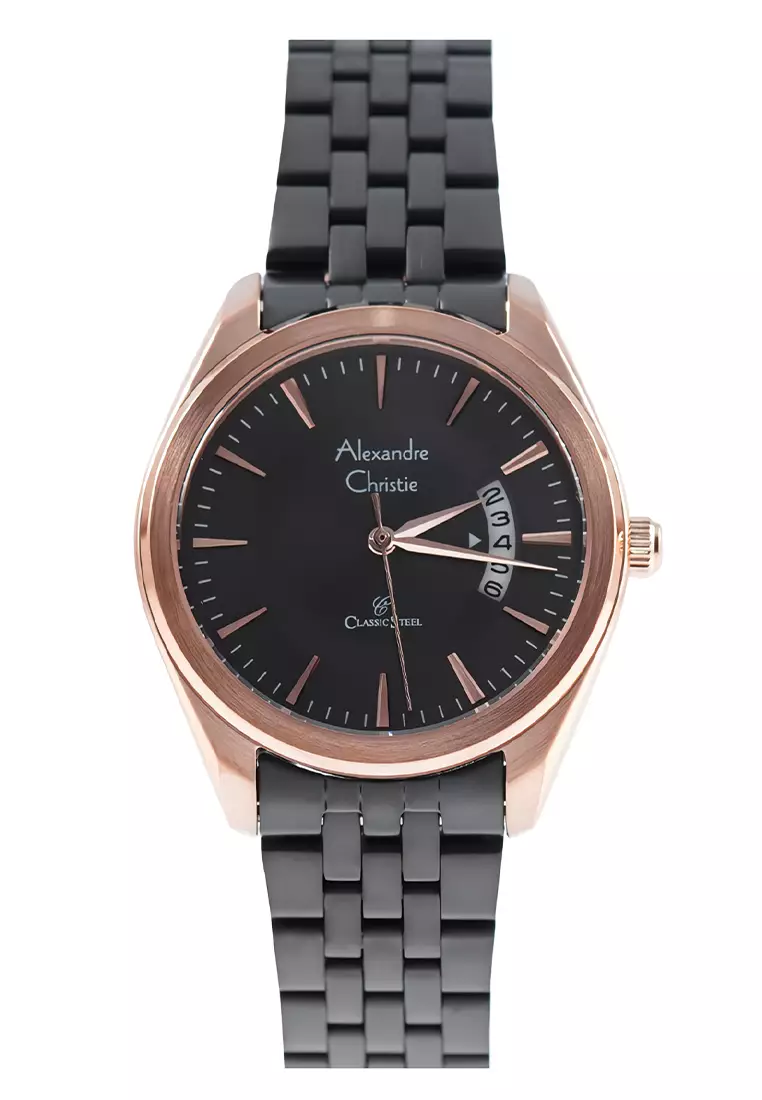 Alexandre Christie - Jam Tangan Wanita - Rosegold Black - Stainless Steel - 8674 LDBBRBA