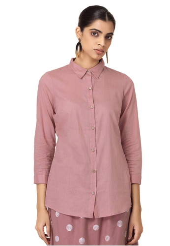 Indya pink Pink Cotton Mul Shirt 2D742AA3252F34GS_1