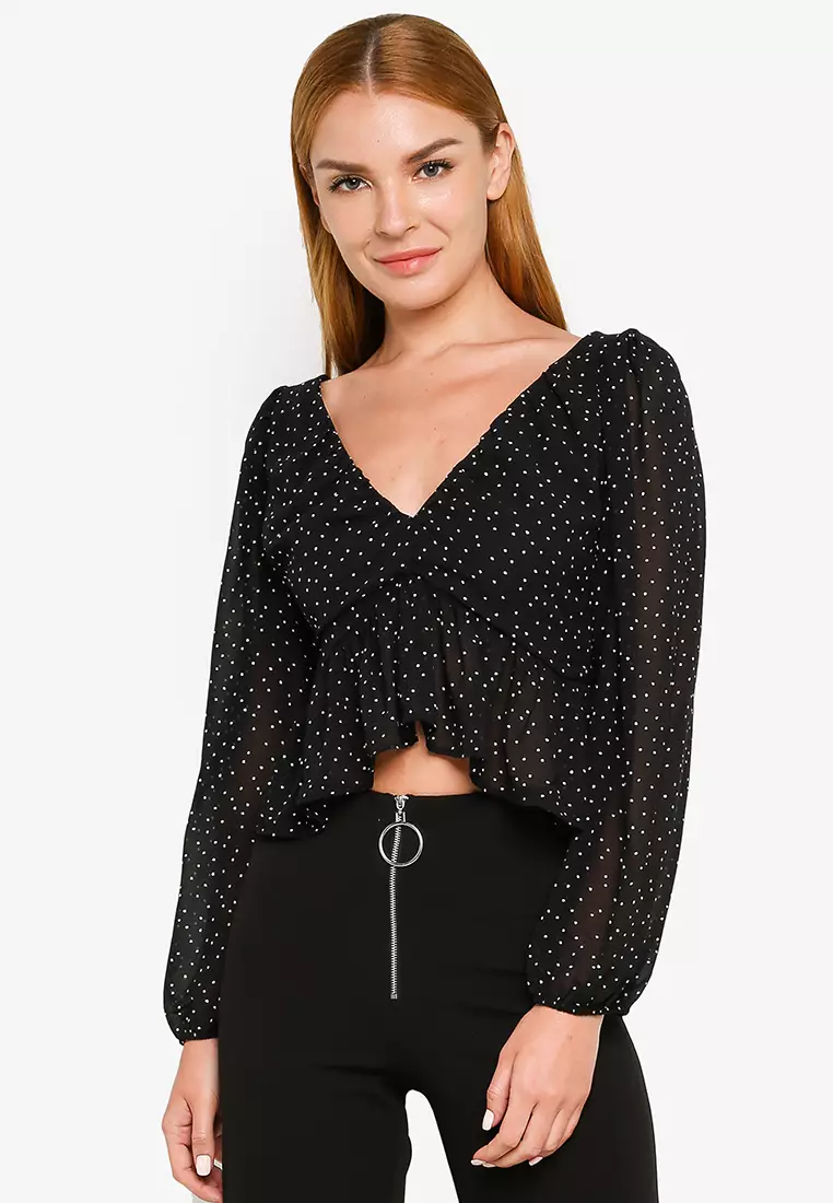 Buy Hu0026M V-Neck Peplum Blouse 2023 Online | ZALORA Philippines