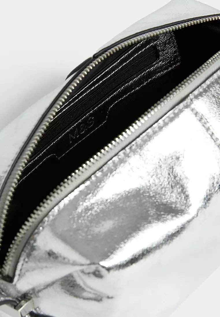 Faux Leather Metallic Cross Body Bag