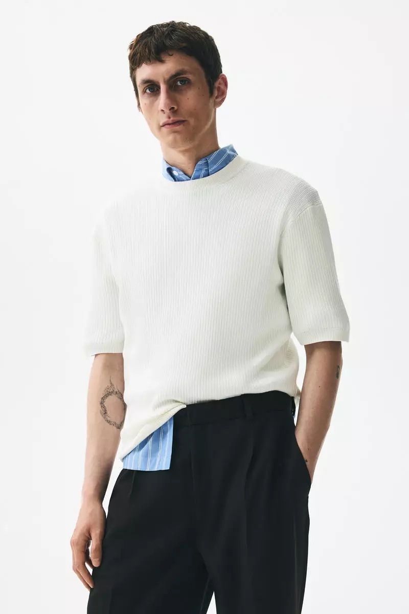Slim Fit Rib-knit T-shirt