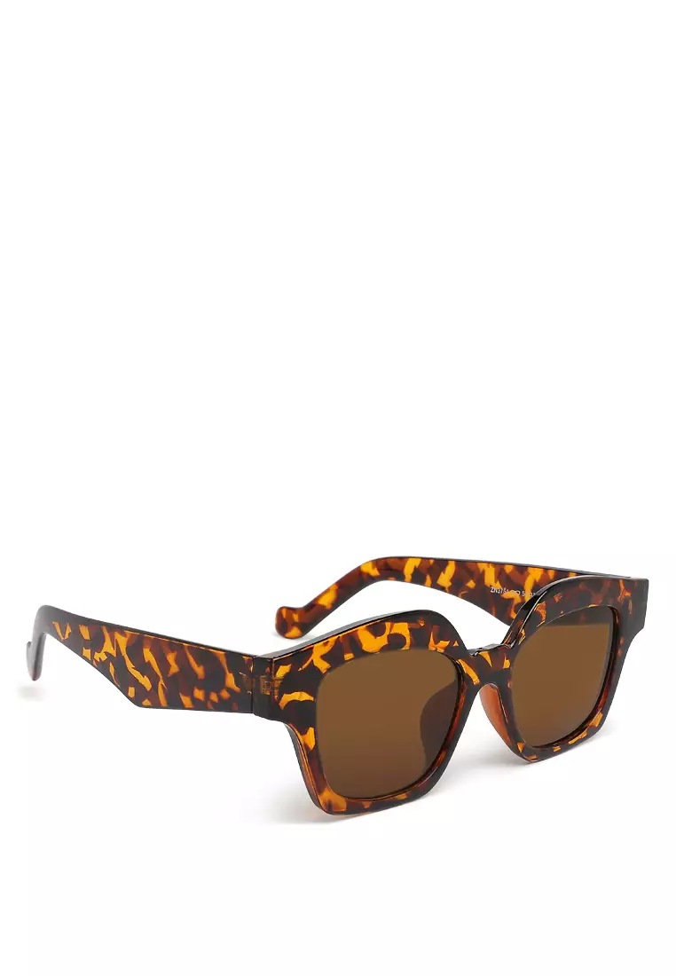 Tinted UV-Protected Square Sunglasses In Leopard Print