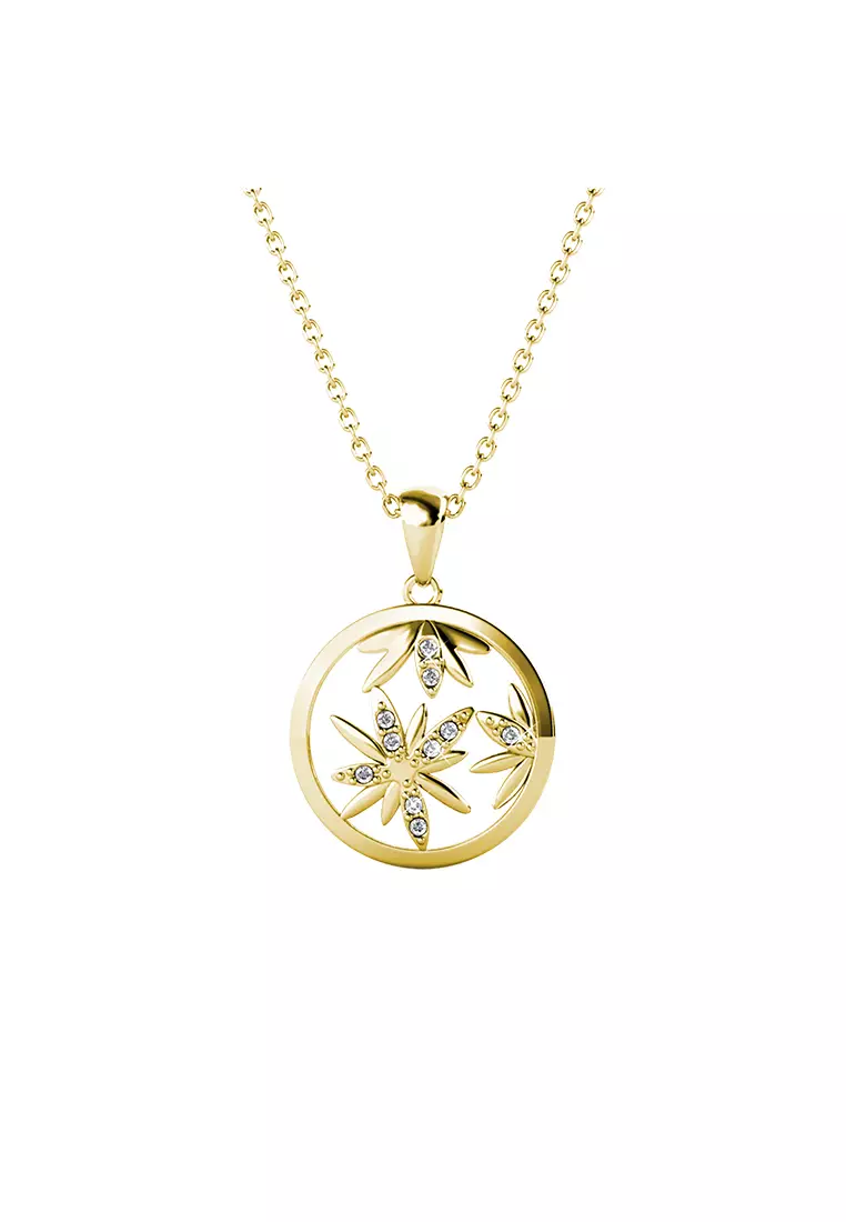 Her Jewellery Blooming Pendant (Yellow Gold) - Luxury Crystal Embellishments plated with 18K Gold