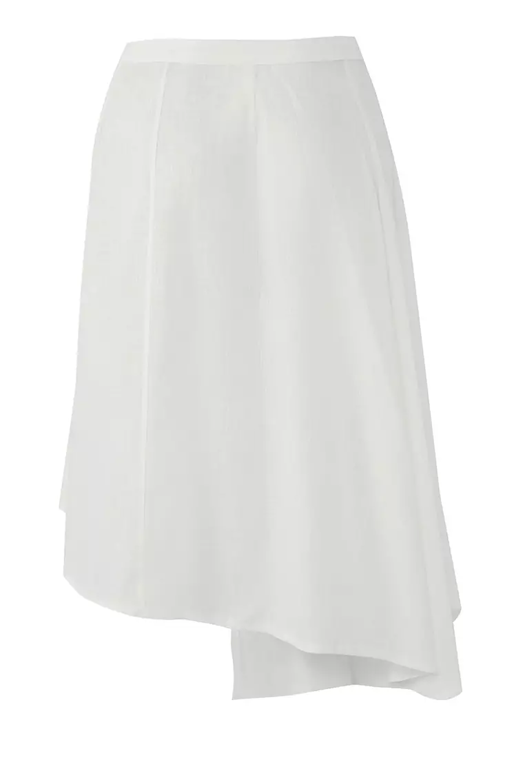Ecru Midi Woven Flamed Cotton Beach Skirt TBESS25ET00013