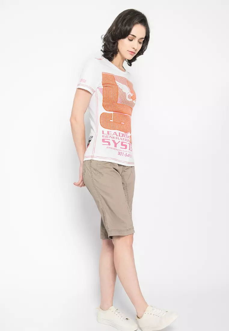LGS - Kaos Casual Wanita - Lengan Pendek - Gambar Sablon - Putih - LLTS.555.T736M.019.7C