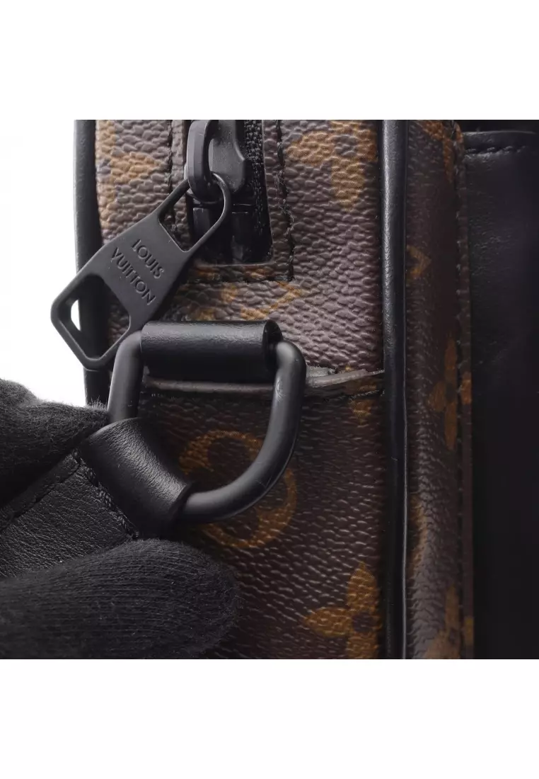 Pre-Loved Louis Vuitton Christopher Wearable wallet monogram macassar Shoulder bag PVC leather Brown black