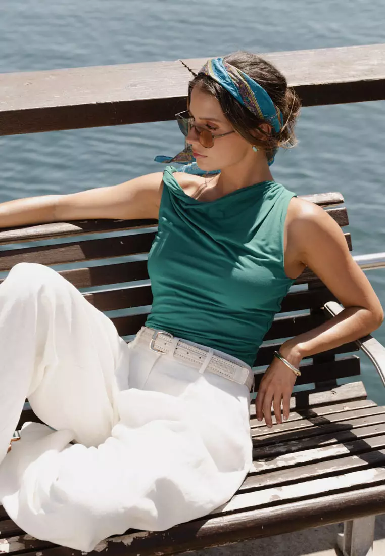 Cici Bamboo Twist Shoulder Top