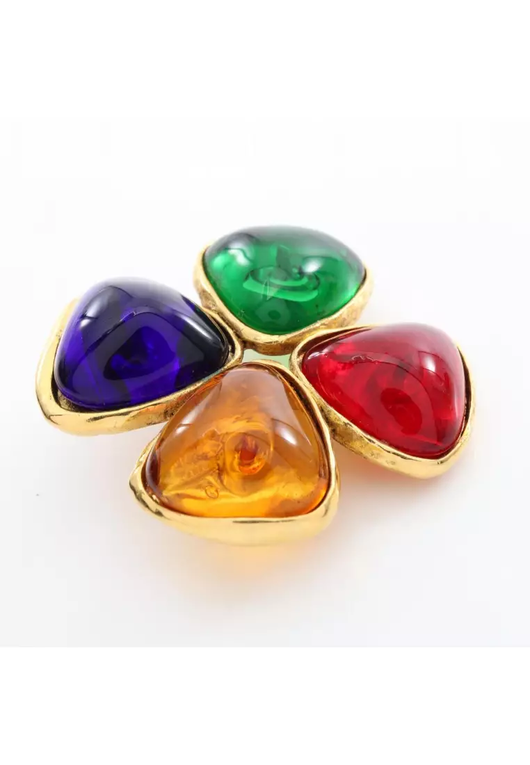 Pre-Loved Chanel earrings GP colored stones gold multicolor 26