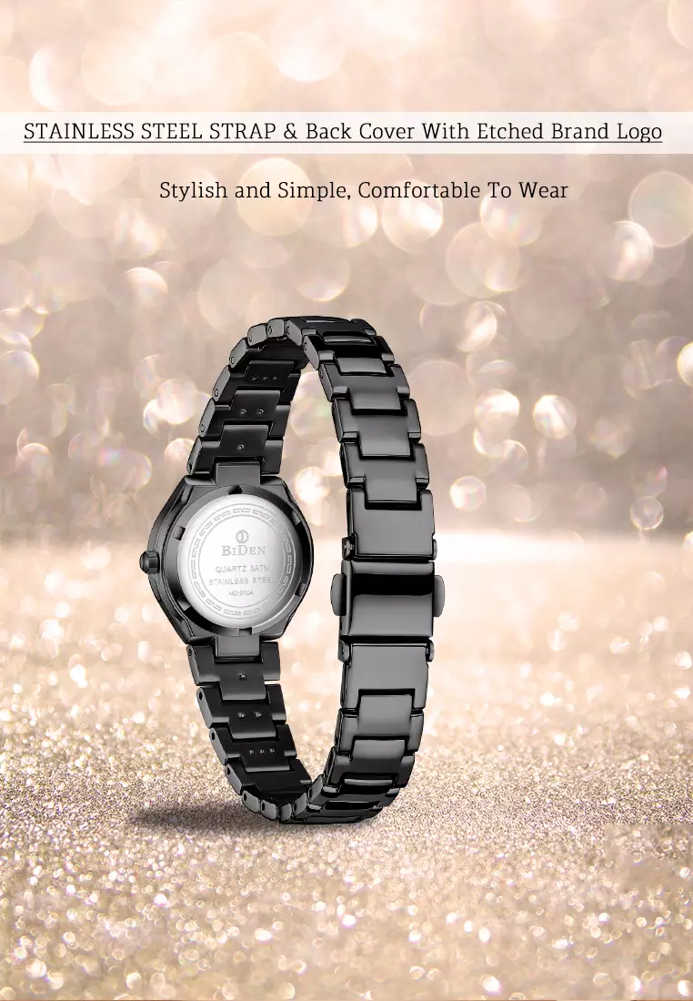 jam tangan wanita fashion bisnis stainless steel strap dengan gelang