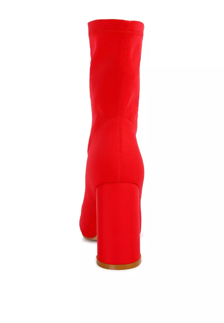 Red sock boots block heel outlet