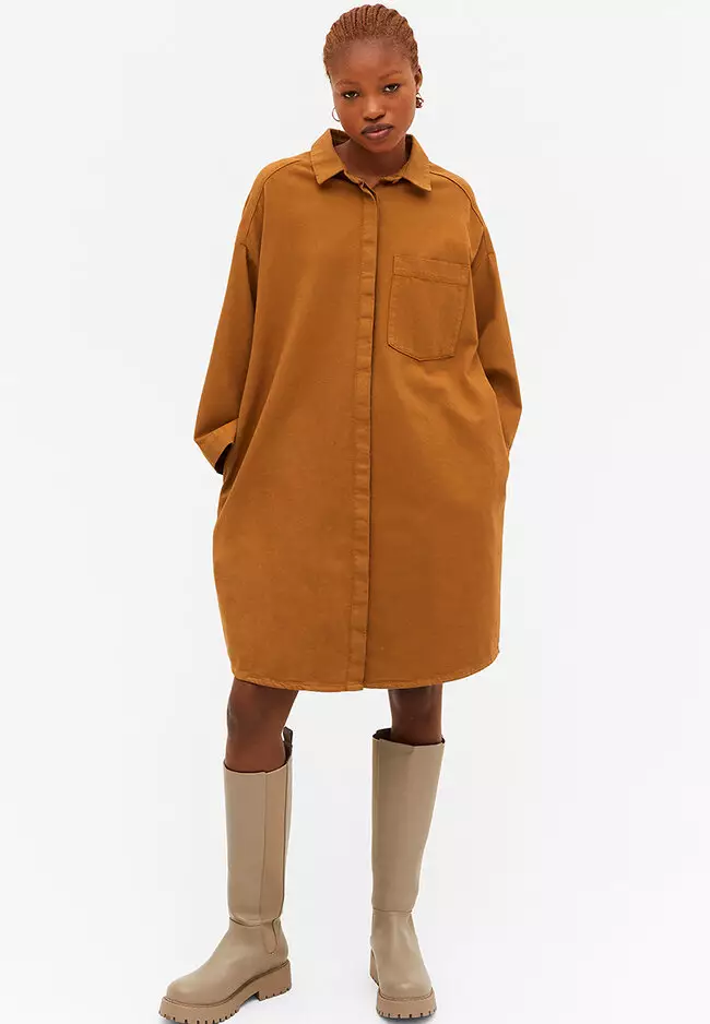 Monki hidden cheap button shirt dress