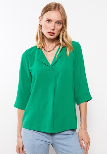 LC WAIKIKI green Flat Collar Women's Blouse E2025AA2019CD6GS_1