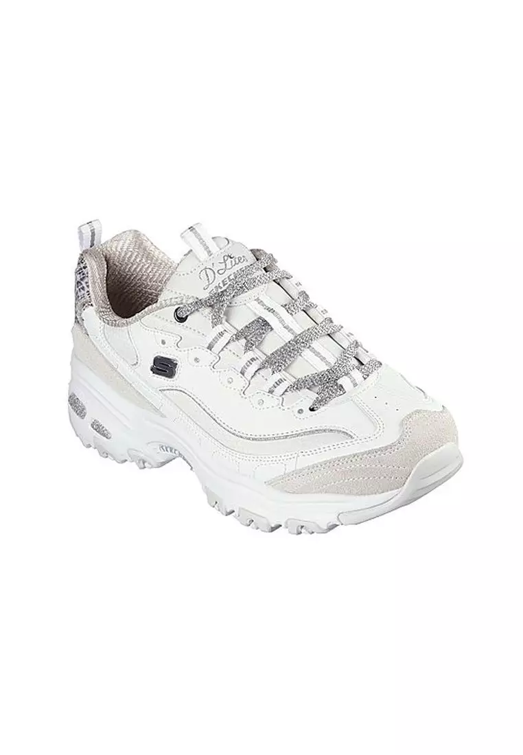 Discount on Skechers  shoes - SKU: Skechers Womens D'Lites Animal Layered Qtr Webbing Eyelet Sparkle Trim Lace Up With Air-Cooled Mf