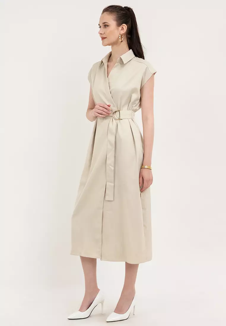 Donnalyn Belted French Sleeves Dress