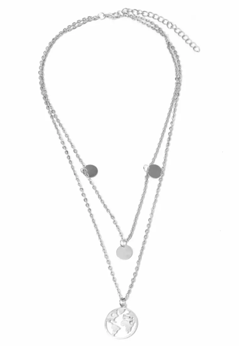 Kalung Wanita Bermotif K14 Design Elegant Premium Quality - Silver