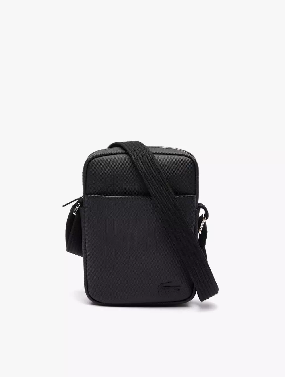 Men's Classic Piqué Effect Vertical Satchel - Black