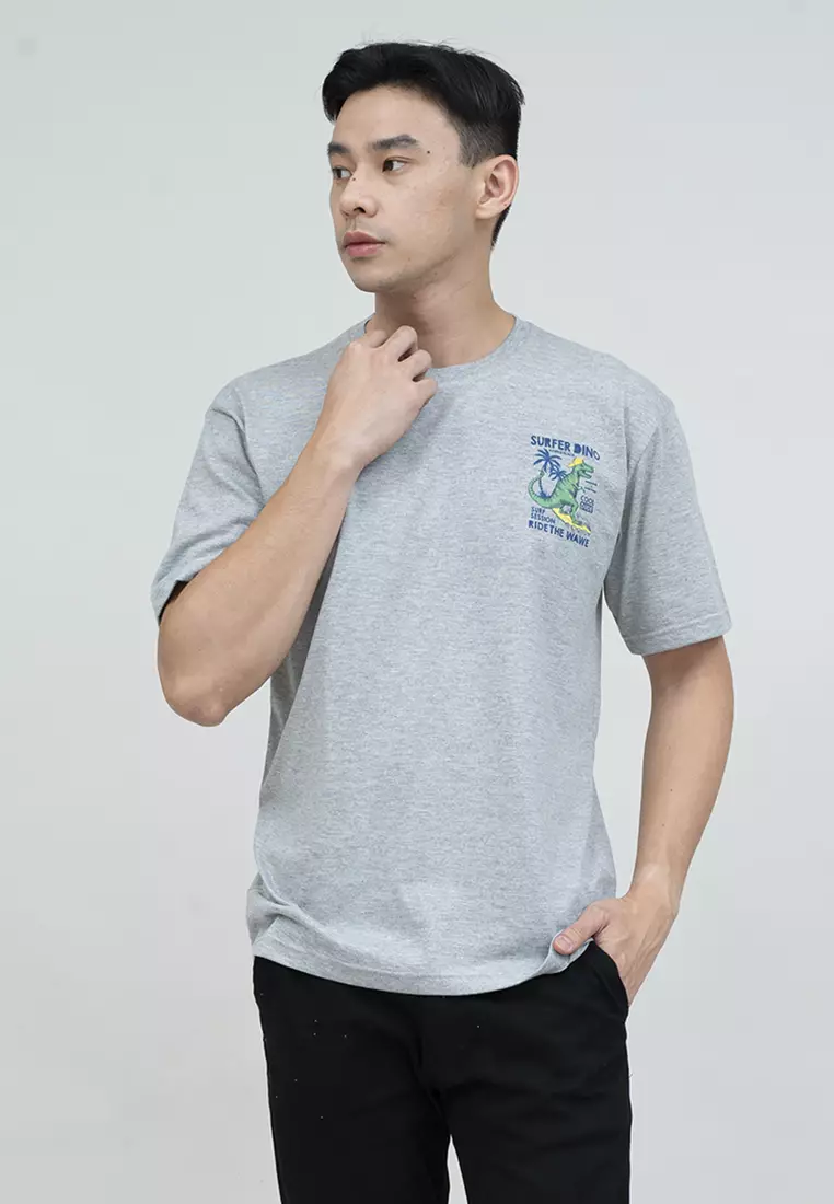 Kaos Abu t shirt polos houseofcuff motif Surver Dino READY HINGGA 4XL