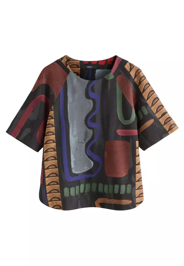 Short Sleeve Crepe Boxy T-Shirt