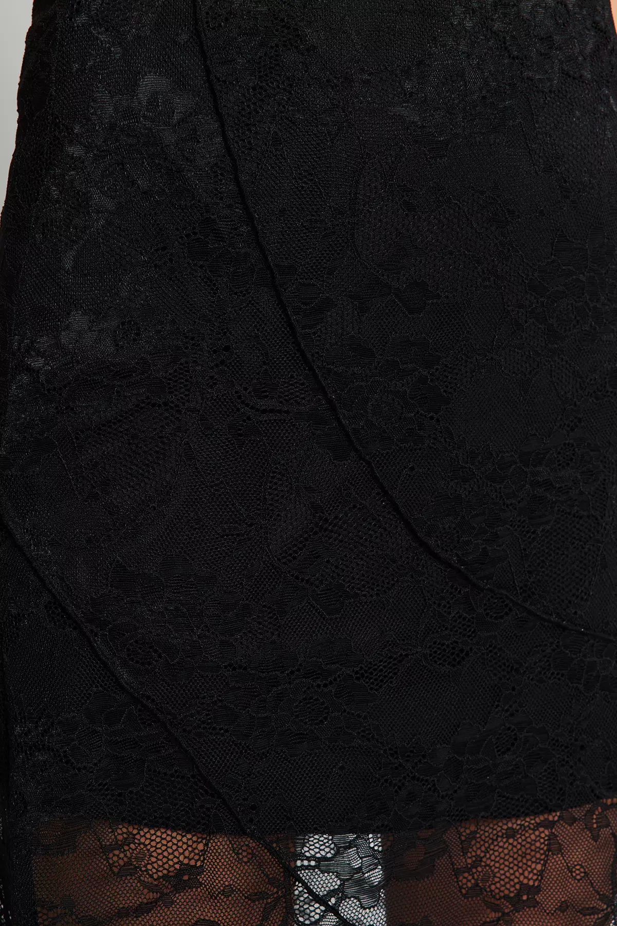 Asymmetrical Lace Midi Skirt