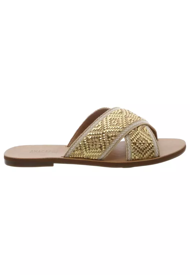 Gold slide sandals clearance