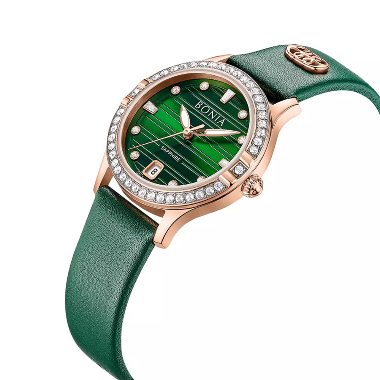 Bonia Jam Tangan Wanita - Green Rosegld - Leather - B10869-2597S
