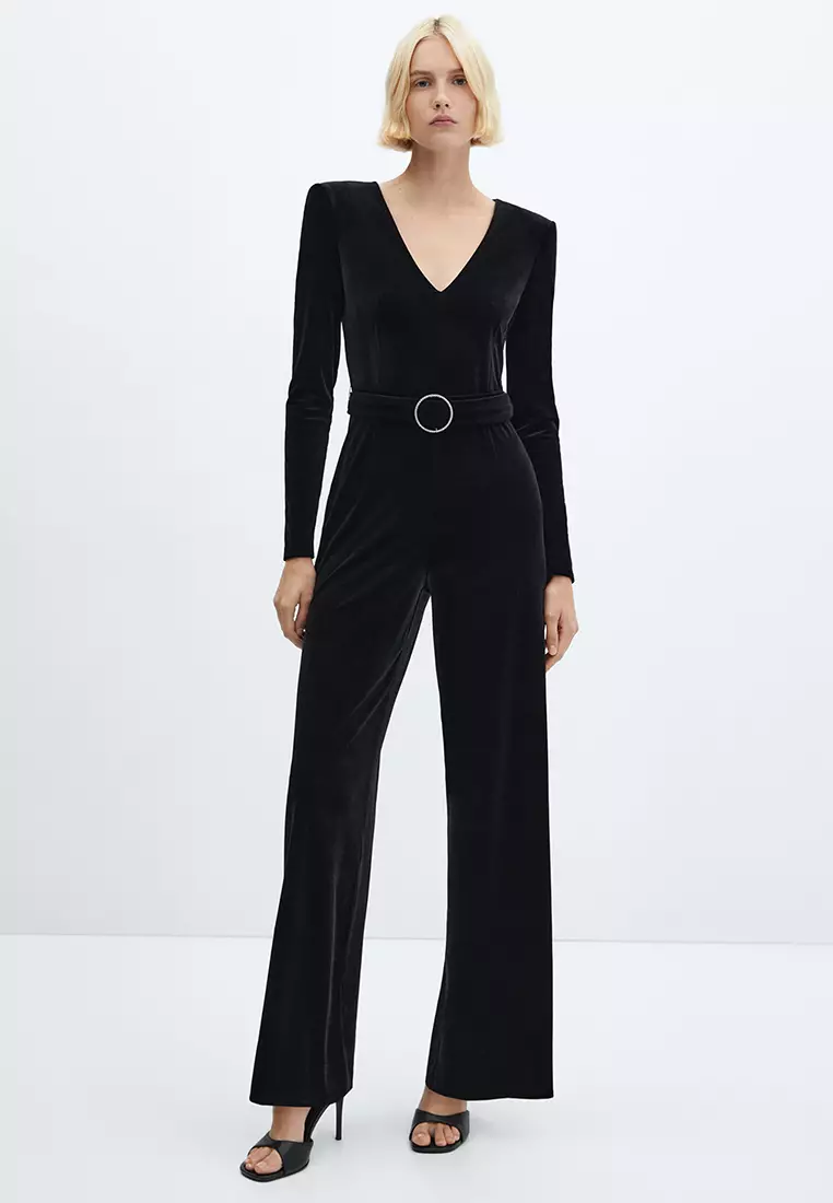 Mango velvet jumpsuit cheap