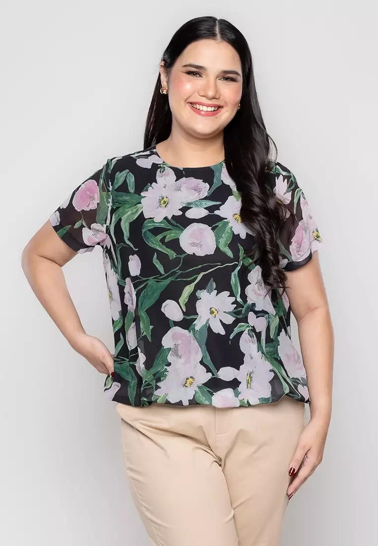 Milly Plus Size Laurence Blouse in Floral  Print