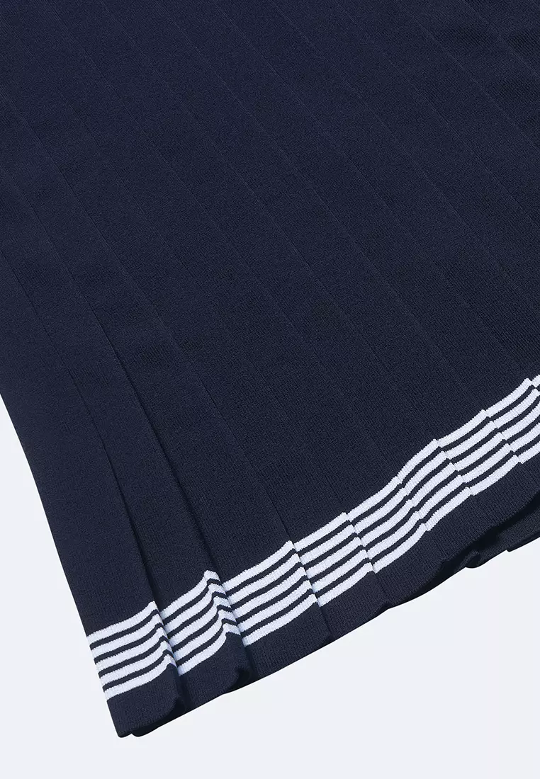 WOMEN'S K-SWISS LOGO STRIPED PLEATED MIDI SKIRT