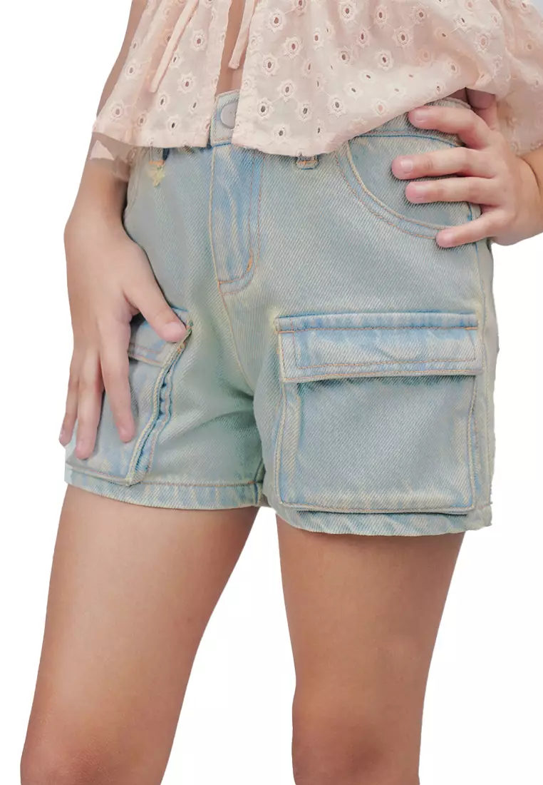 Girls Denim Cargo Shorts