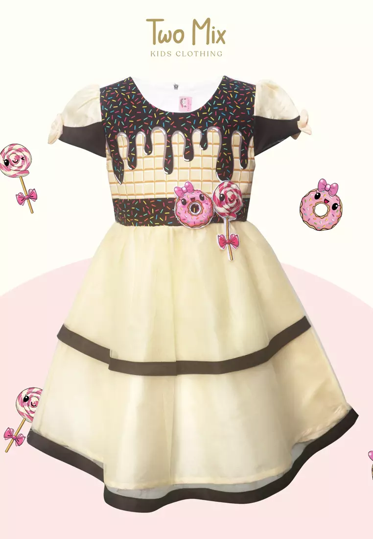 Two Mix - Dress Anak Perempuan Printing Donut 1-12 Tahun 4292