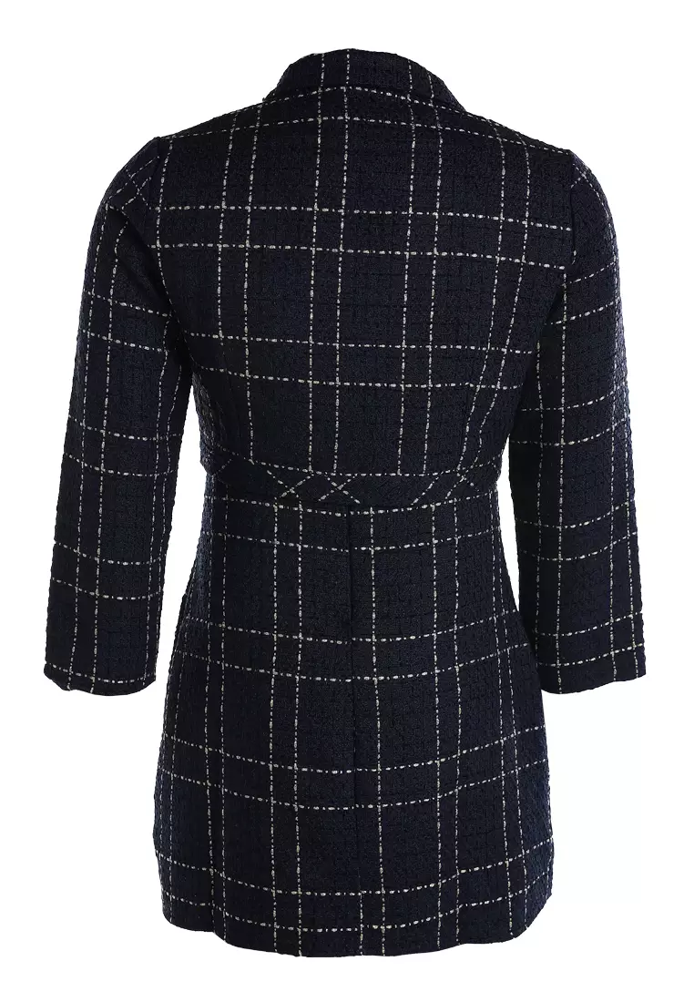 Woven Button-Down Jacket + Mini Dress Combo In Navy