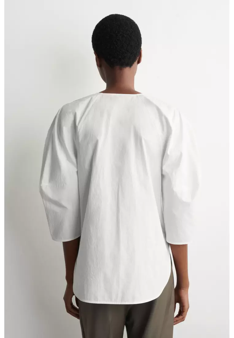 SCULPTURAL PIMA COTTON-POPLIN BLOUSE
