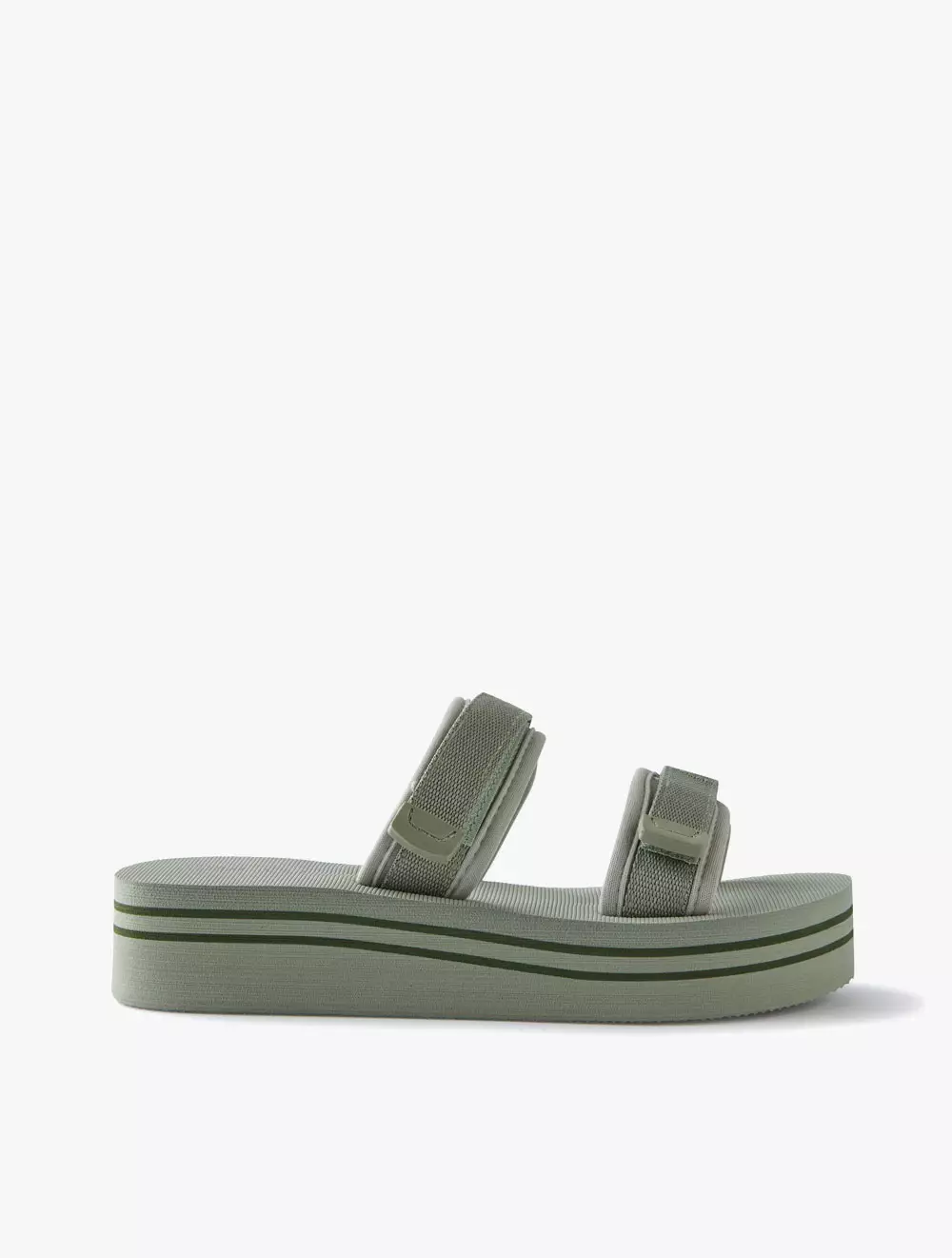 FRANKIE DOUBLE STRAP SLIDE - Sage