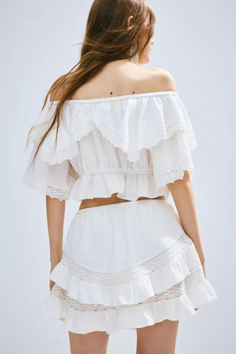 Buy H&M Lace-trimmed crop top 2025 Online ZALORA Philippines