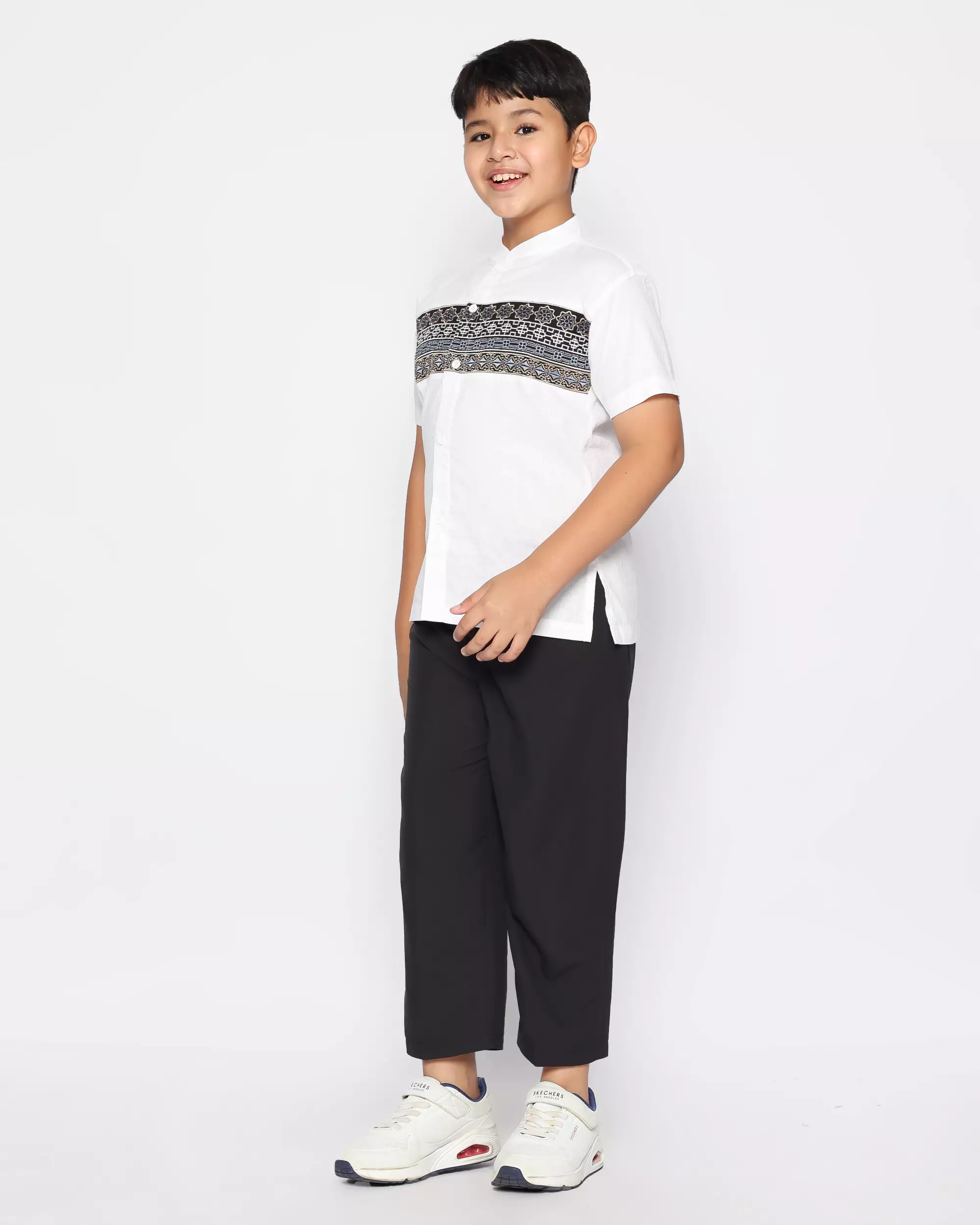 Baju Koko Set Anak Laki Bordir Stone White - GENUINE