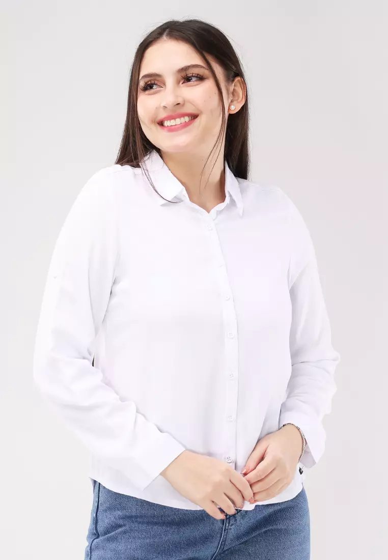 Single Twill Woven Long Sleeves Blouse