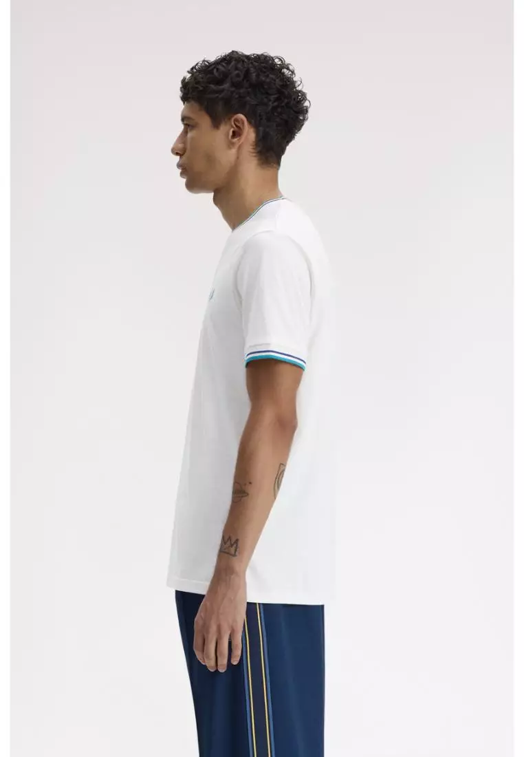 Fred Perry M1588 Twin Tipped T-Shirt (Snow White / Deep Mint / Soho Eclipse)