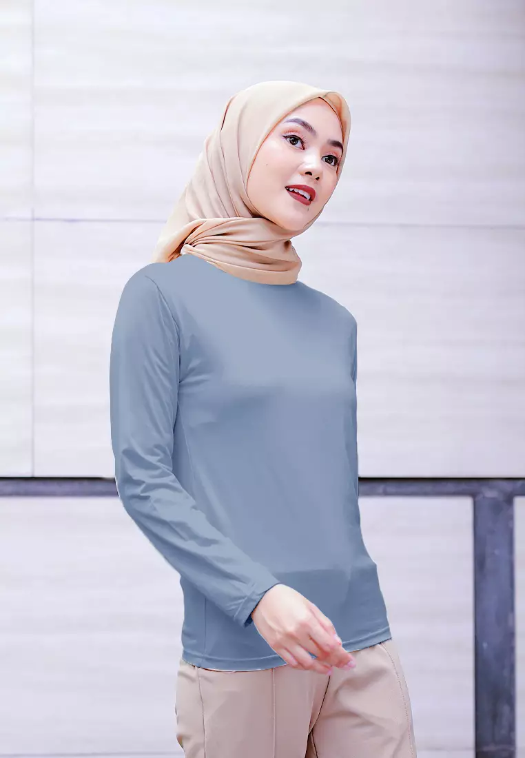 Cotton Bee - Manset Lengan Panjang Aneisha Inner Rayon - Blue Moon - XL 