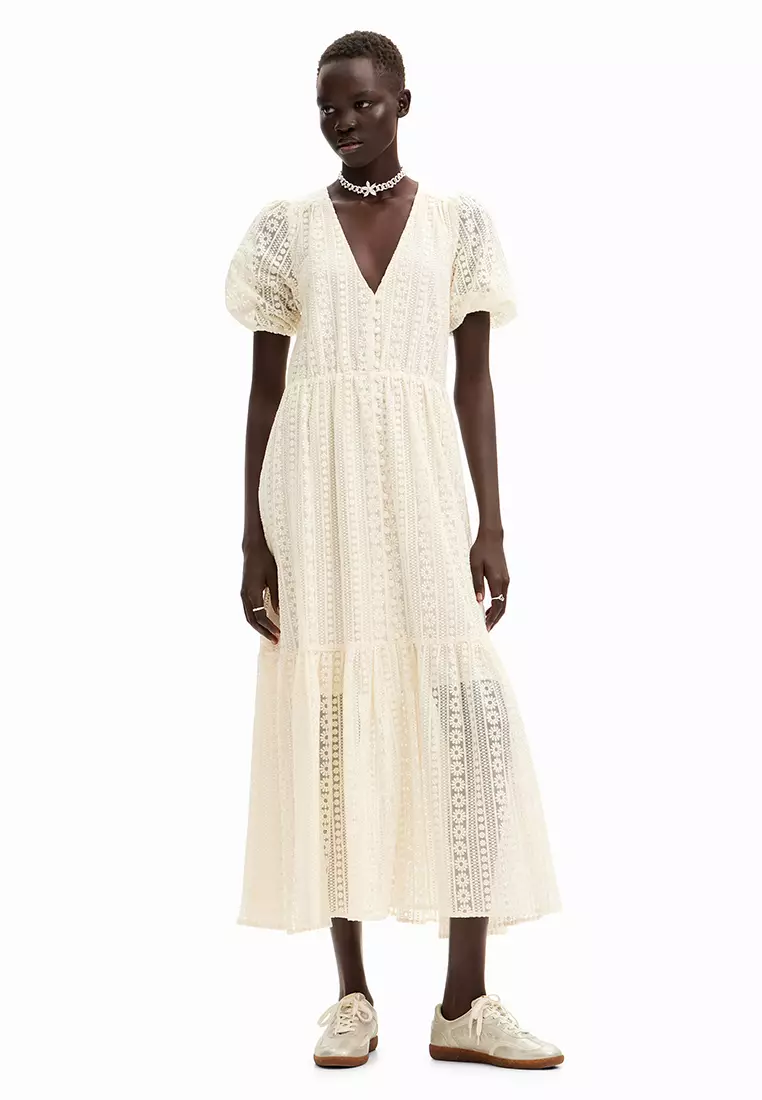 Buy Desigual Desigual Woman Long embroidered dress. Online | ZALORA Malaysia