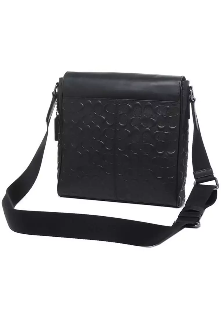 Houston Map Bag In Signature Leather 4006 Black