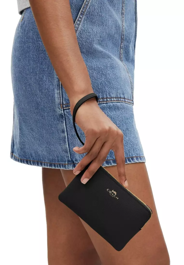Corner Zip Wristlet - Black
