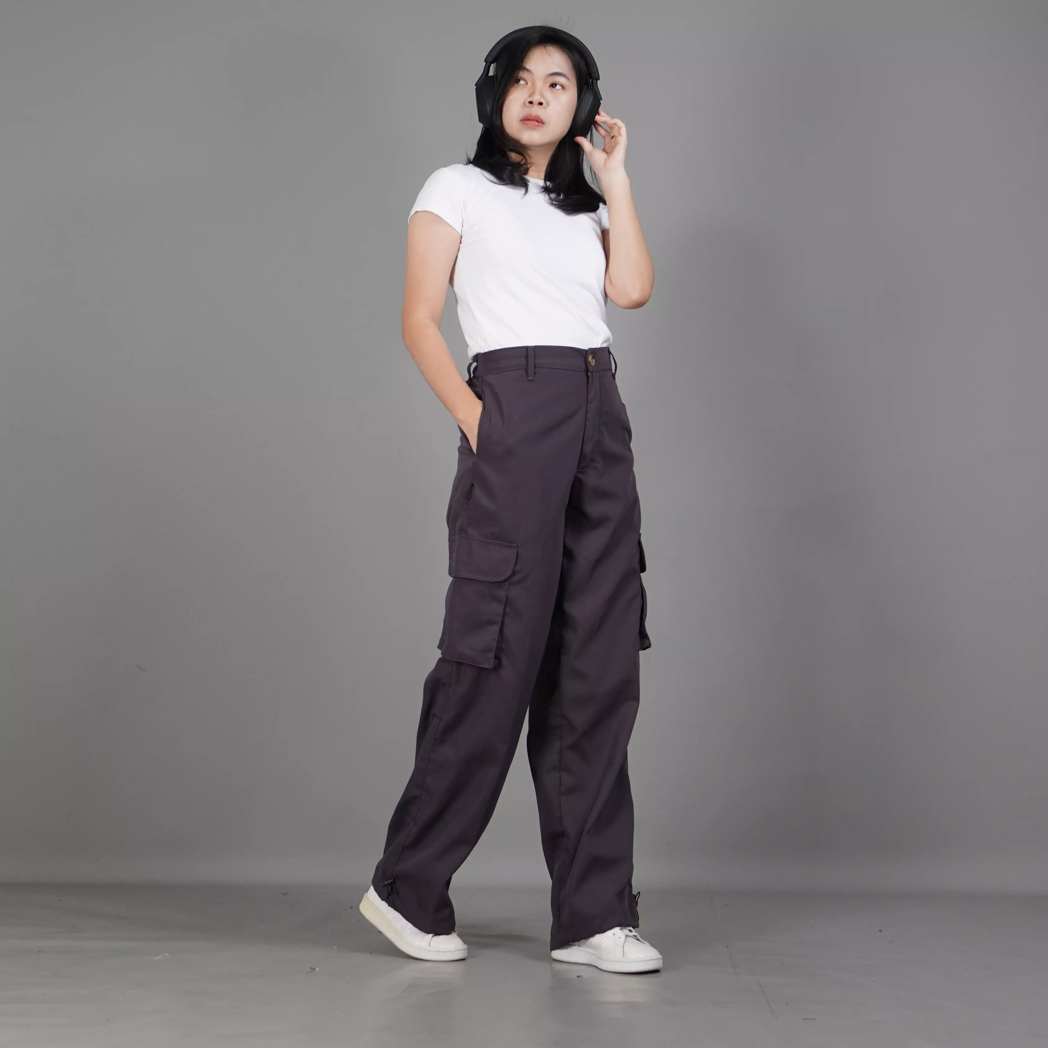  REGINA Celana Cargo Wanita Loose Pants Celana Kargo Loose Fit - ABU