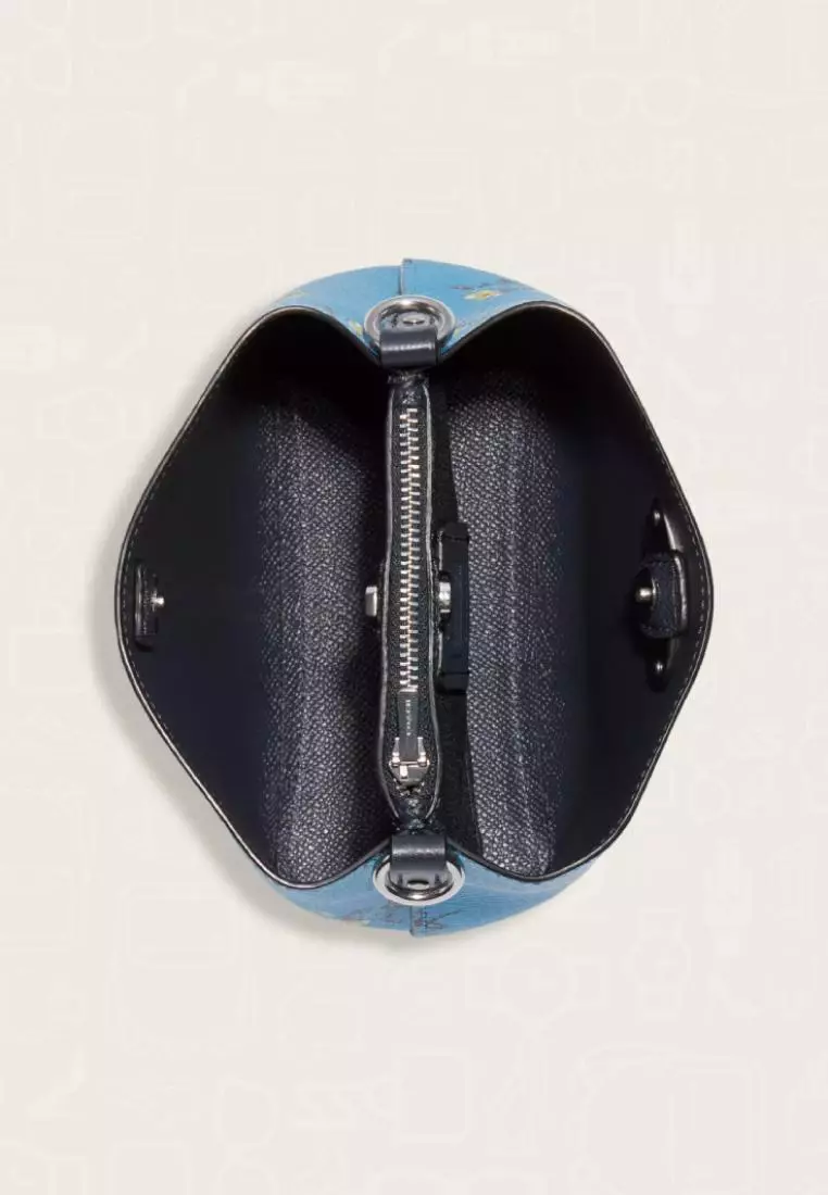 Coach Mini Town Bucket Bag With Floral Bow Print Blue Multi