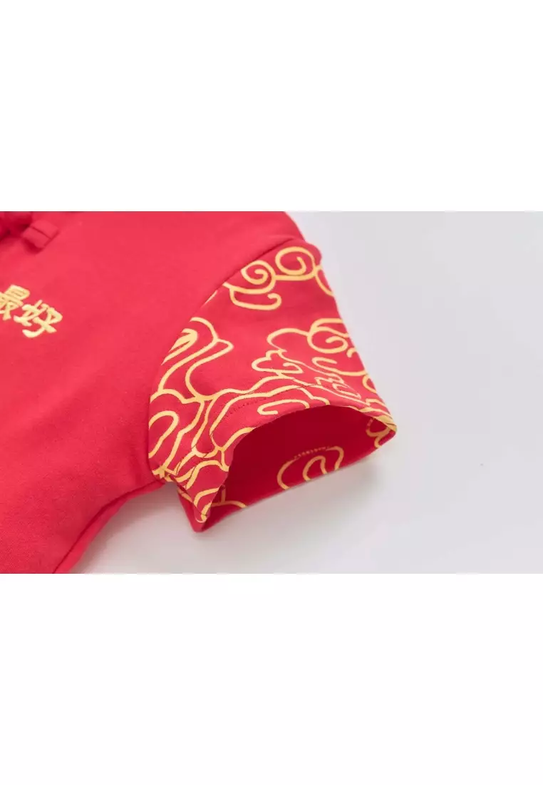 嬰兒兒童男童唐装汉服套装紅包放这上衣及短褲春節中國新年裝